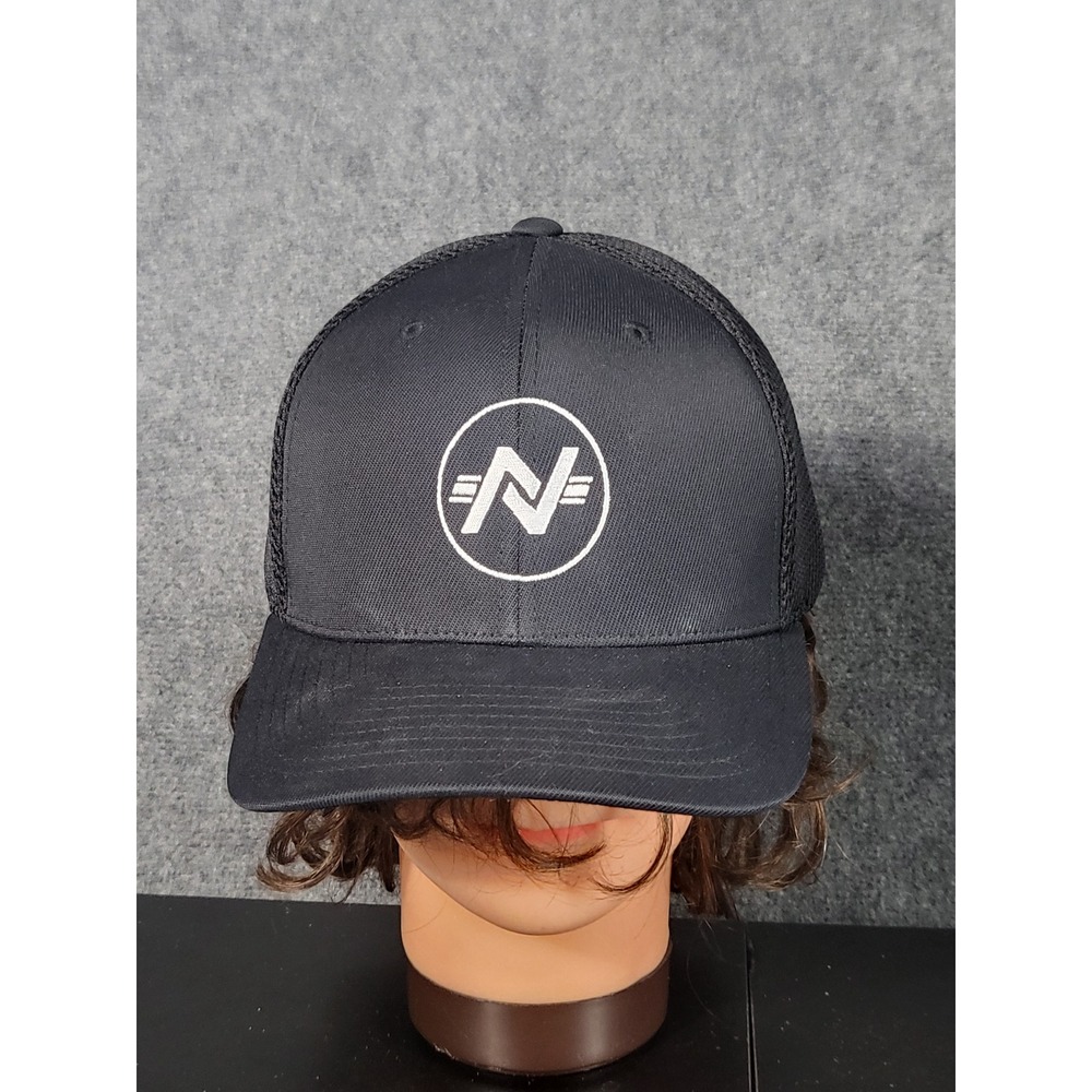 Flexfit Trucker Hat Mesh Back Baseball‎ Cap Casual Logo Men Sz L-XL Black